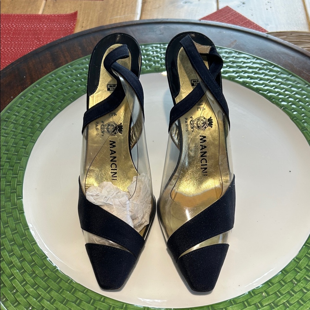 Rene Mancini Black and Gold Heels